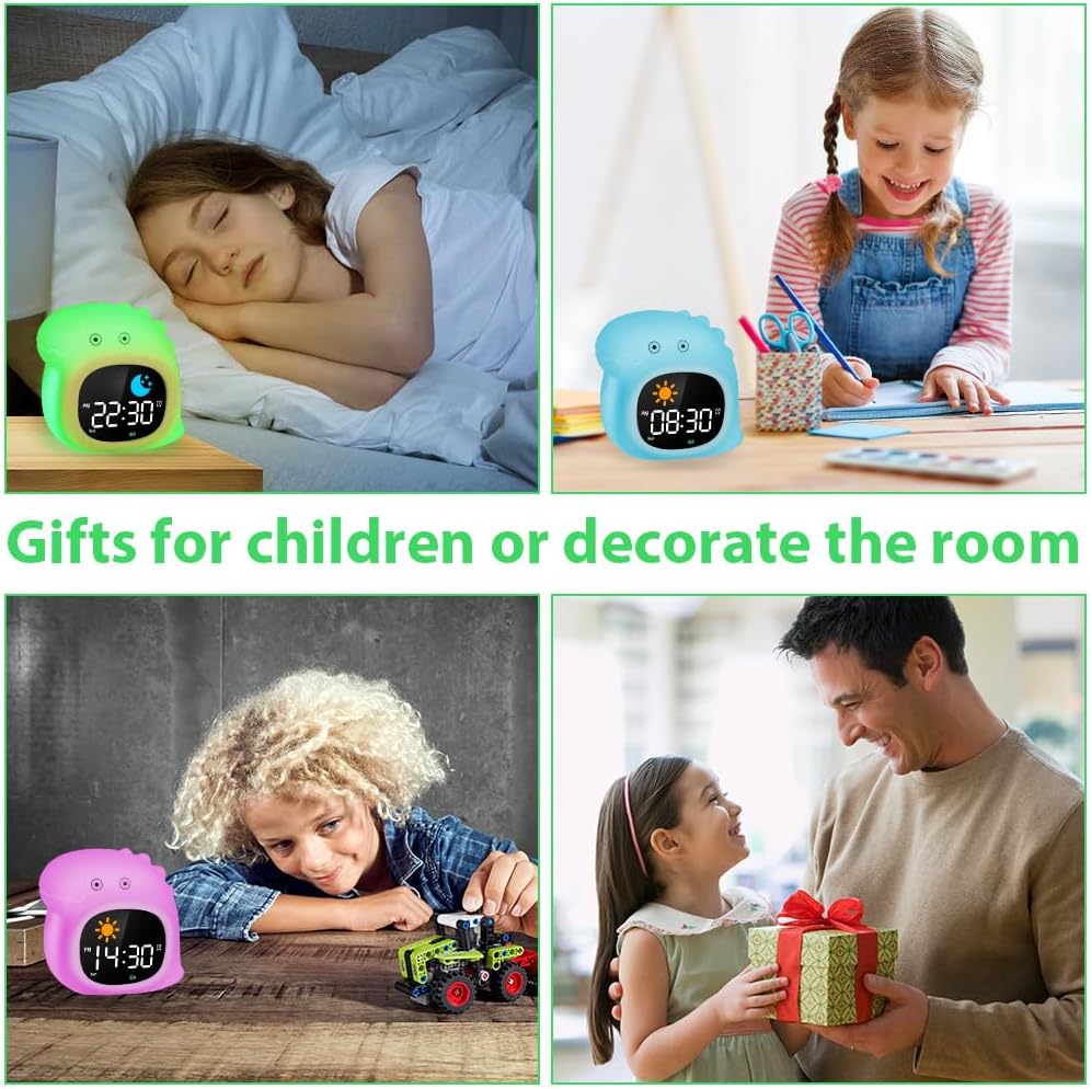 HOTUT Kinder Lichtwecker,Schlaftrainer Kinder mit Nachtlichtern,6 White Noise Kinderwecker,Digitaler