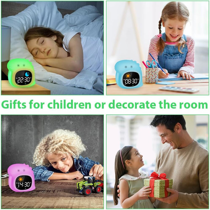 HOTUT Kinder Lichtwecker,Schlaftrainer Kinder mit Nachtlichtern,6 White Noise Kinderwecker,Digitaler