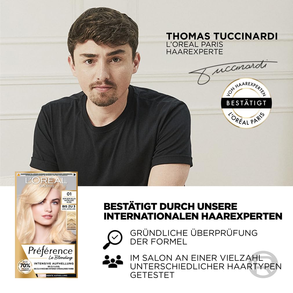 L'Oréal Paris Permanente Haarfarbe zum Blondieren der Haare, Haarfärbeset mit Coloration und Farbgla