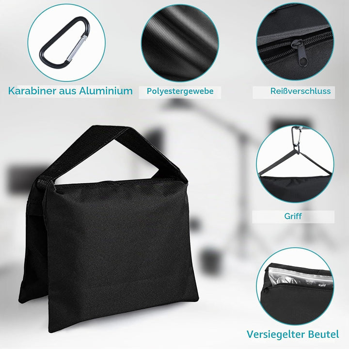 ABCCANOPY Sandsack Satteltasche Fotografie Gewicht Taschen für Video Ständer, 4 Packungen (schwarz),