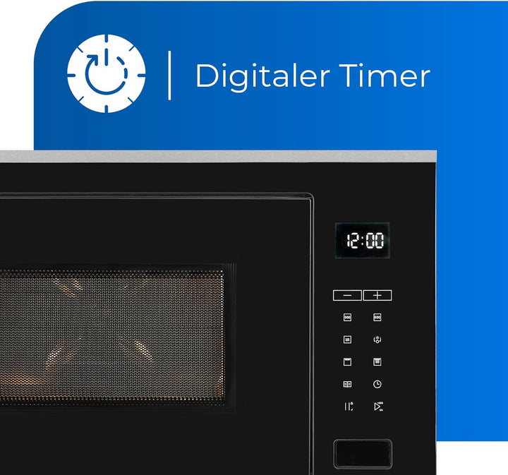 Exquisit EMW25-G-020 Inox | 60cm Einbaumikrowelle | Grillfunktion | Touch | Timer | Schnellstart
