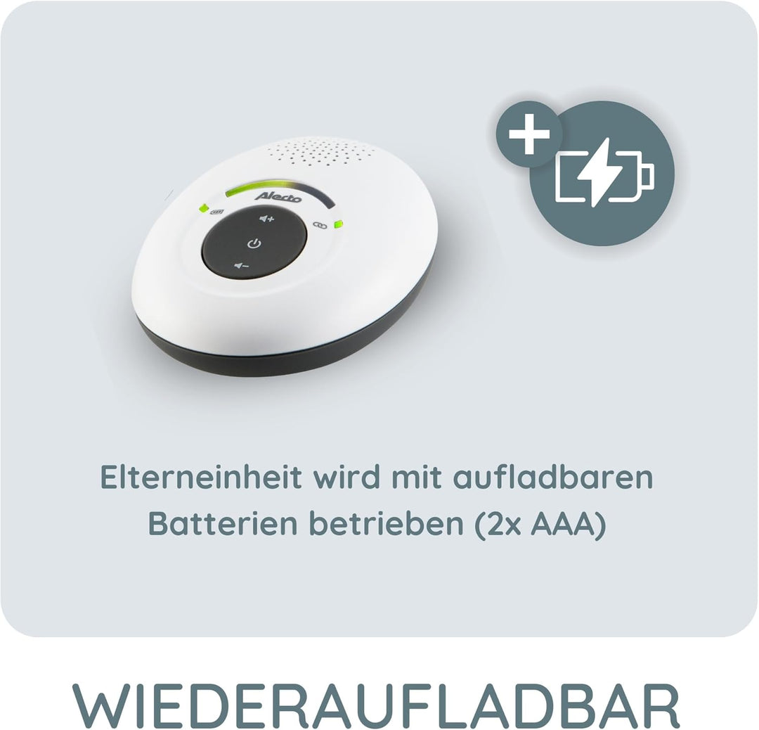 Alecto DBX-115 DECT Babyphone - Audio Babyfon mit 300m Reichweite - Baby Monitor Full ECO - Inklusiv