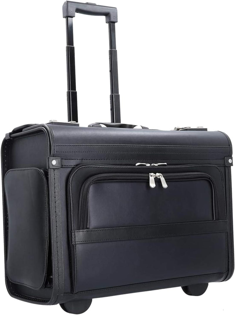 Pilotenkoffer Aktenkoffer Laptop Trolley Koffer Kunstleder Schwarz 48 cm Bowatex