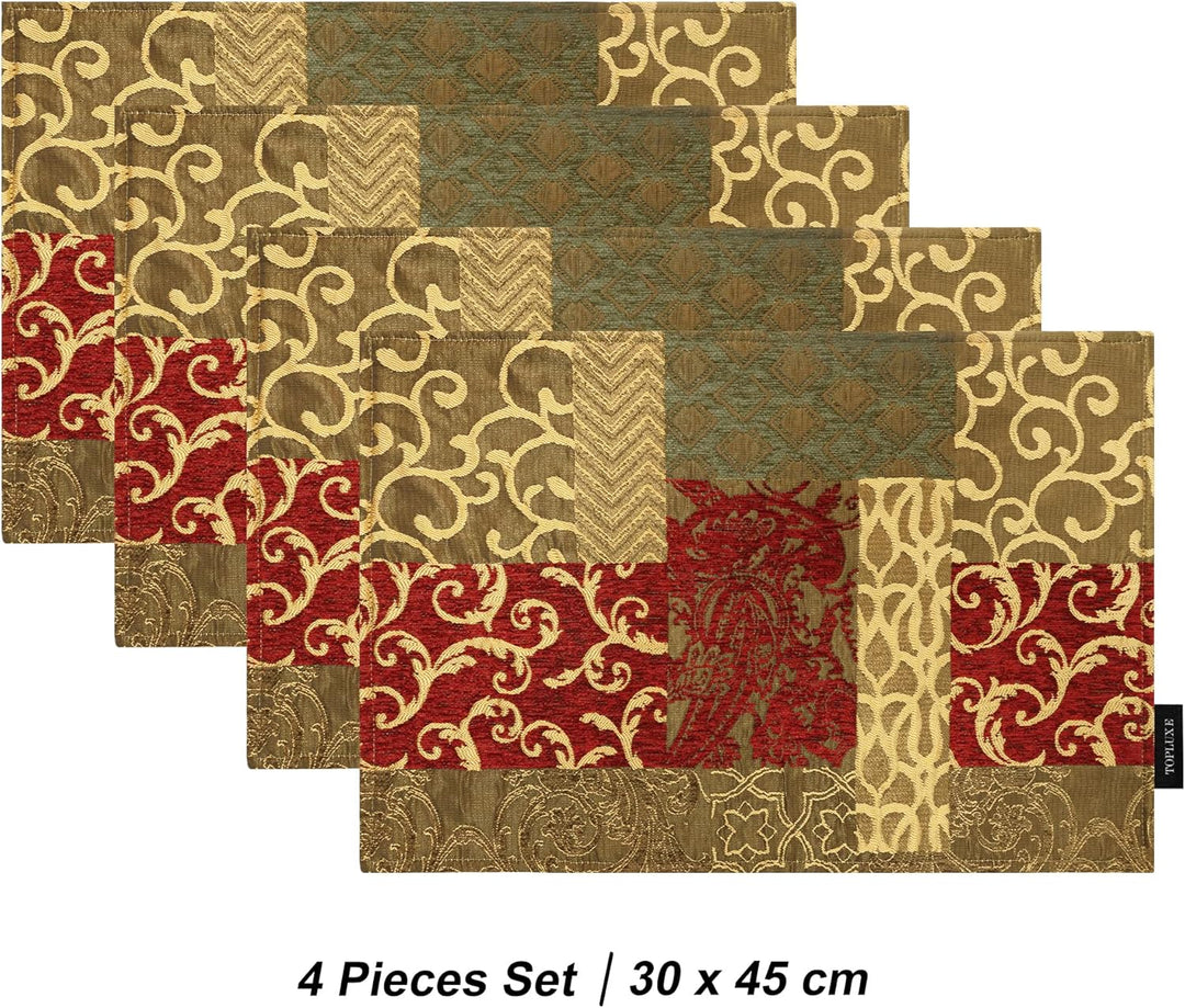 TOPLUXE Platzsets 4er Sets Jaquard Tischset Abwaschbar 30x45cm Platz-Matten für Esstisch Urlaub Part
