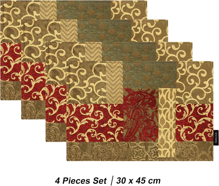 TOPLUXE Platzsets 4er Sets Jaquard Tischset Abwaschbar 30x45cm Platz-Matten für Esstisch Urlaub Part