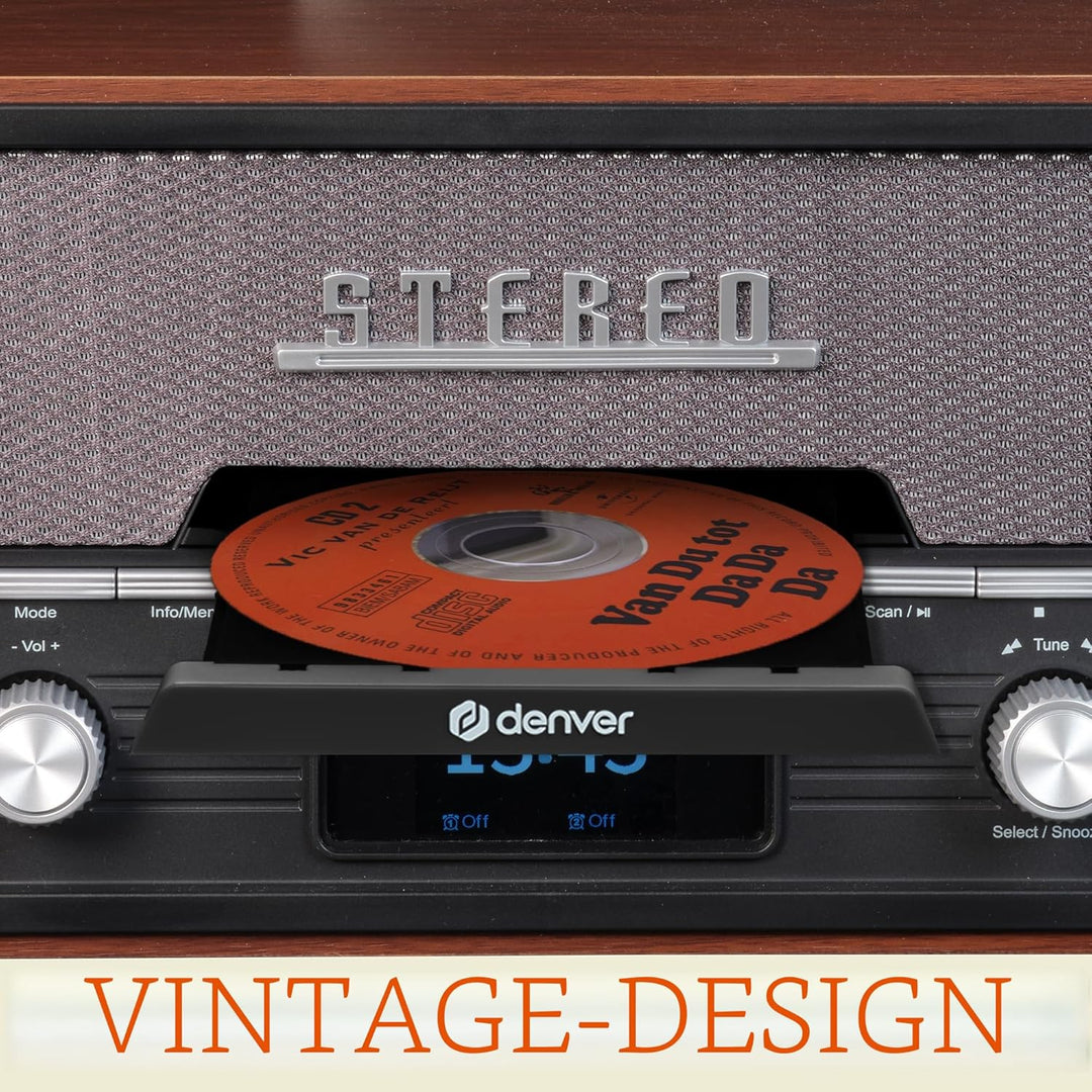 DENVER MDA-525DW Retro Mikro HiFi Anlage - DAB+ & FM Radio - CD-Player - Bluetooth - USB-Anschluss -