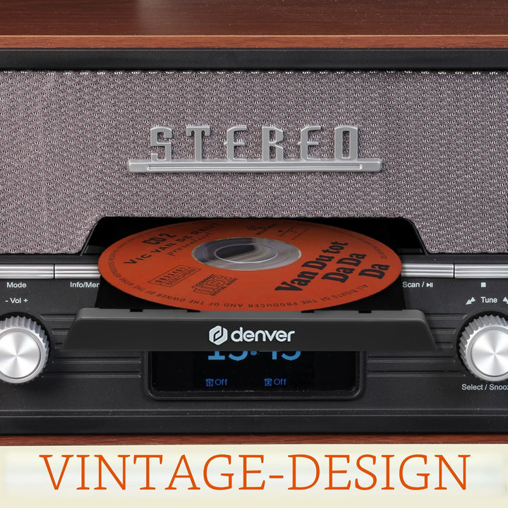 DENVER MDA-525DW Retro Mikro HiFi Anlage - DAB+ & FM Radio - CD-Player - Bluetooth - USB-Anschluss -