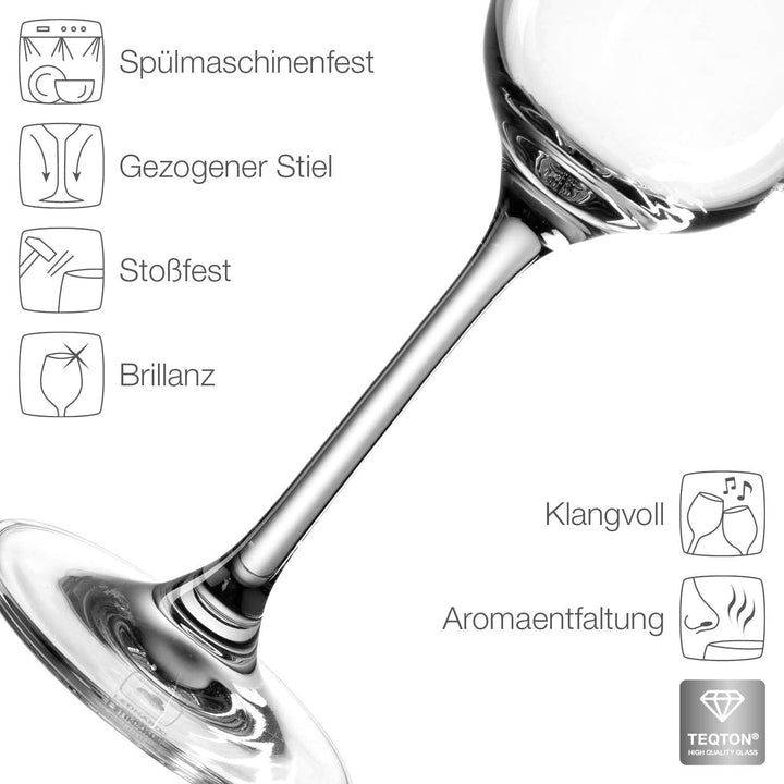 Leonardo Tivoli Sektgläser 6er Set, Sekt-Kelch mit gezogenem Stiel, spülmaschinenfeste Prosecco-Gläs