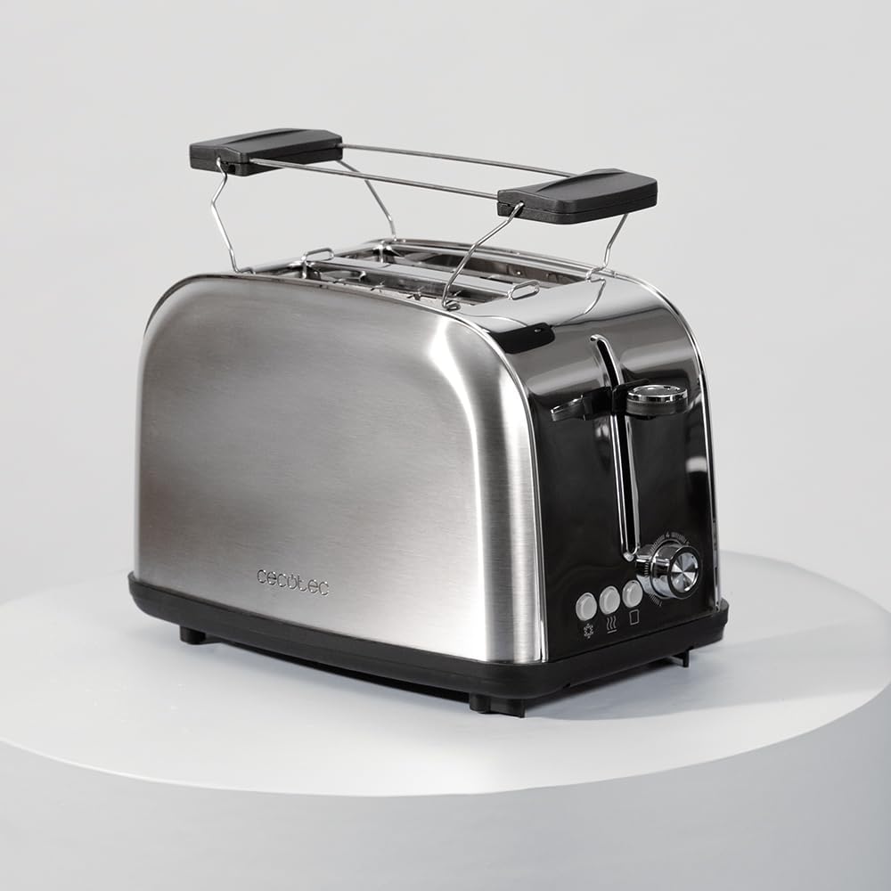Cecotec Vertikaler Toaster Toastin' time 850 Inox, 850W, Doppelter langer Schlitz und breiter Schlit