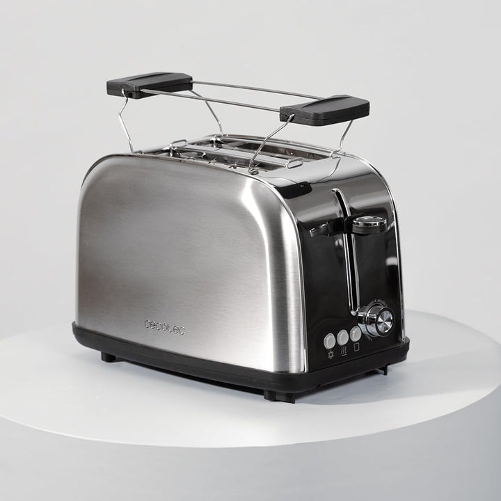 Cecotec Vertikaler Toaster Toastin' time 850 Inox, 850W, Doppelter langer Schlitz und breiter Schlit