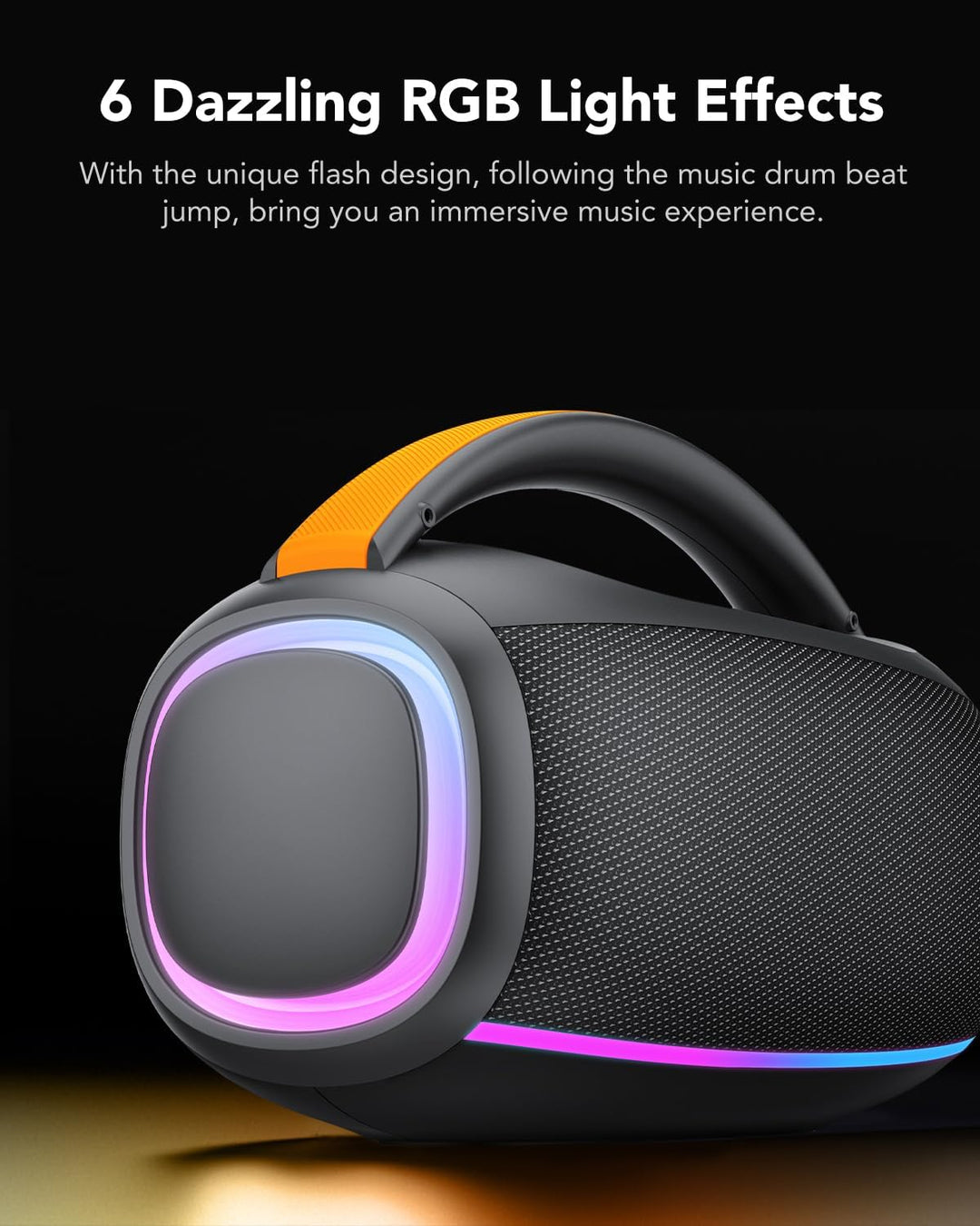 Bluetooth Lautsprecher mit Licht, Musikbox Bluetooth, Dualen Bass-Treibern, IPX7 Waterproof, TWS, AU
