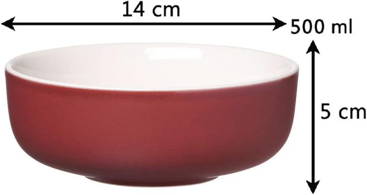 Ritzenhoff &amp; Breker Müslischalen Jasper, Beere, 6er Set, ø 14 cm, 500 ml, Steinzeug, Schalen mit Sof