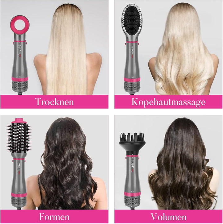 4 IN 1 Hairstyler Föhnbürste Set, One Step Warmluftbürste Grau, Grau