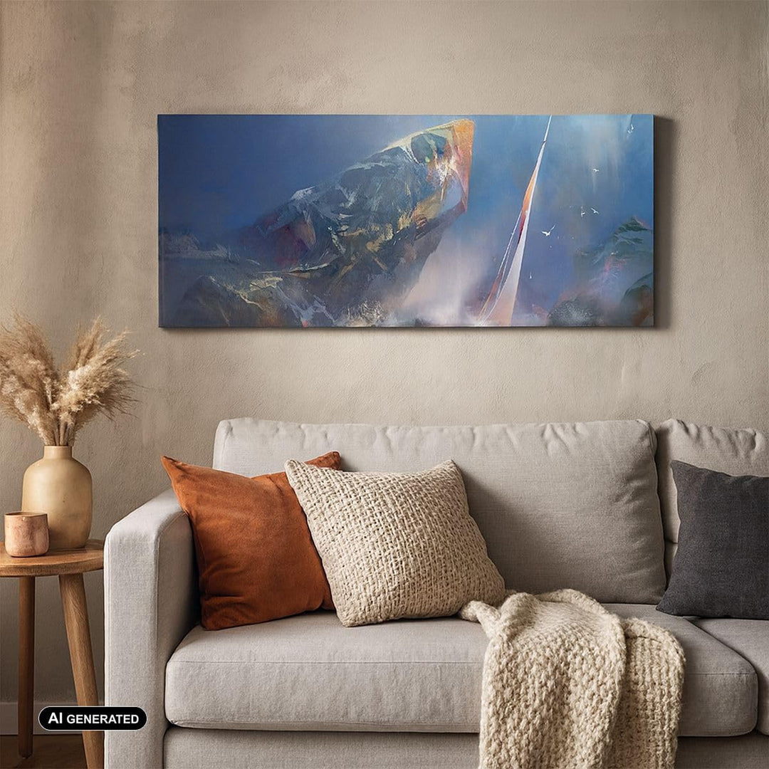 Wandbilder Dekoration Wohnzimmer Meer Segelboot Panorama Bilder auf Leinwand 120x50cm Leinwandbild m