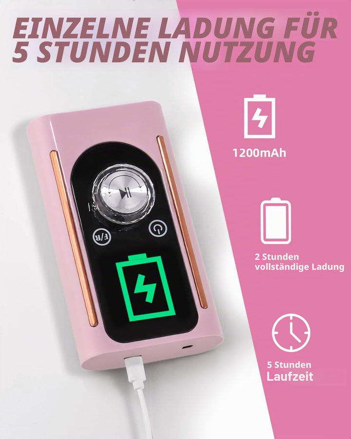 PERMUST Nagelfräser 45000U/Min, Fräser Nägel 13 In 1 Kabellos Aufladbare, Nagelfeile Elektrisch Prof