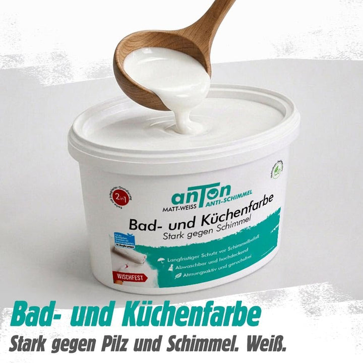 Anton Bad- und Küchenfarbe | Frische Weiss | Spezialfarbe | Direkt auf Schimmel mit Sofortwirkung &