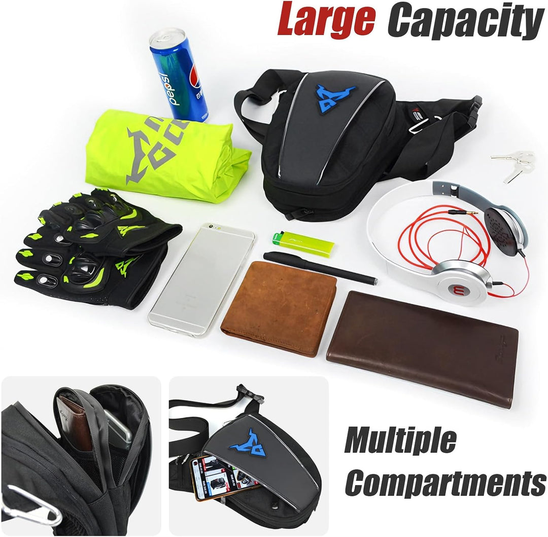 MIGHTYDUTY Motorrad Beintasche Herren Erweiterbar Oberschenkeltasche Hüfttaschen schwarz Gürteltasch