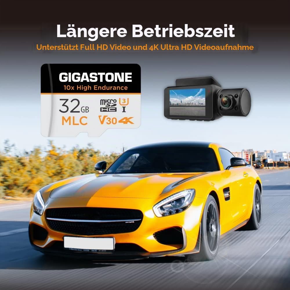 [10x High Endurance] Gigastone MLC 32GB 2er-Pack Industrial MicroSDXC Karte mit Adapter,95/60 MB/s 4