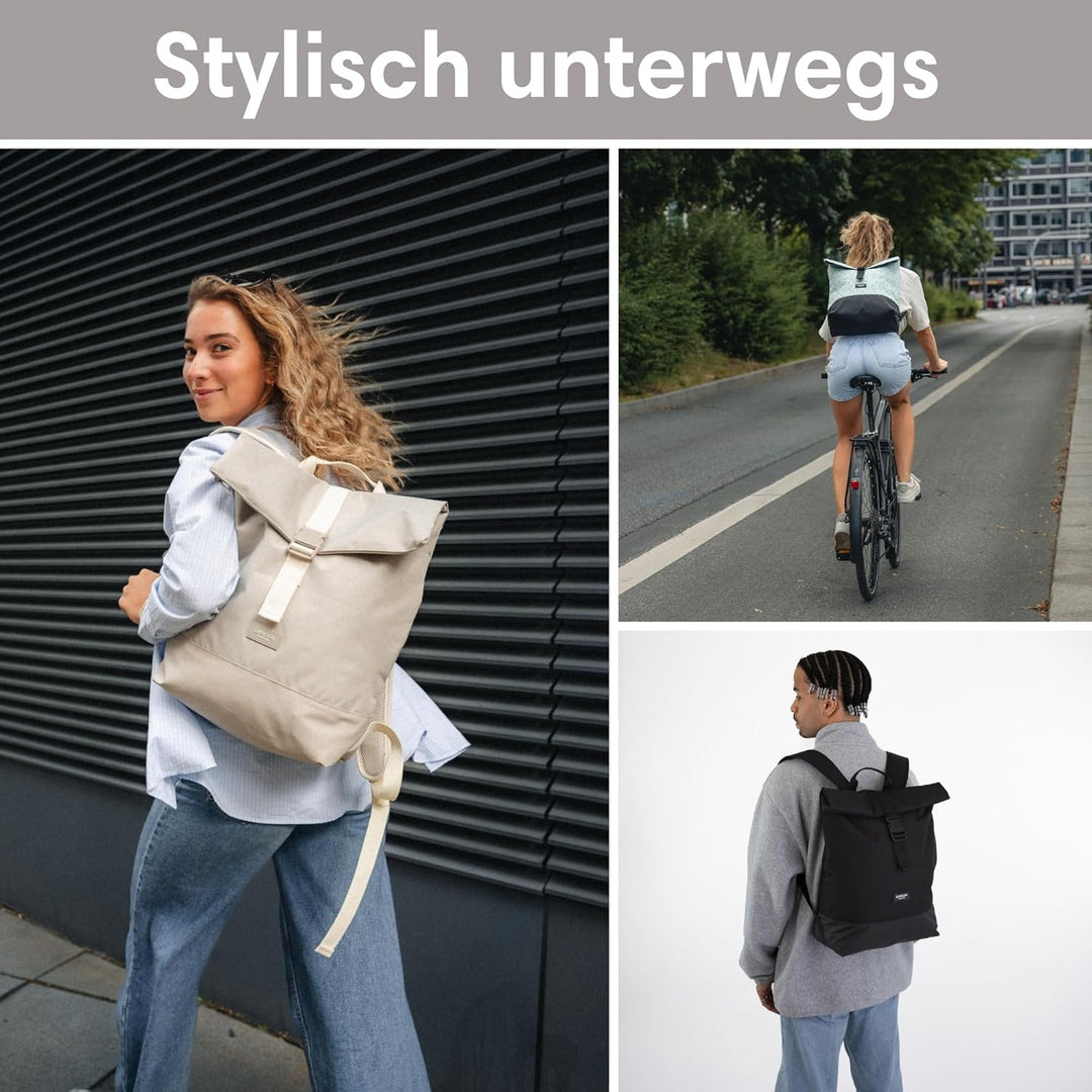 LARKSON Rucksack Damen & Herren - Tammo - Rolltop Daypack für Arbeit Uni Fahrrad - Backpack mit 16 Z