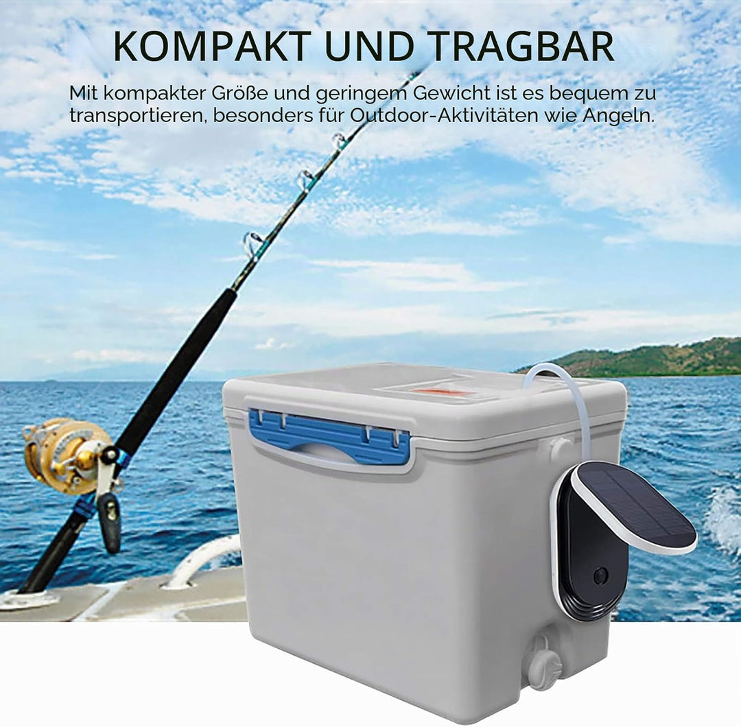 SUNJULY Teichbelüfter Solar, 3 Arbeitsmodi, Leise Einstellbar Aquarium Luftpumpe Sauerstoffpumpe für