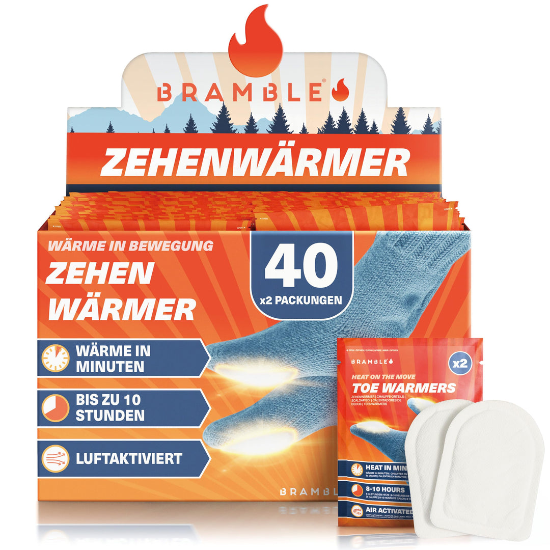 BRAMBLE - 80 Stück Natürliche Luftaktivierte Fusswärmer (40 Paar) - Sohlenwärmer für Outdoor, Wander
