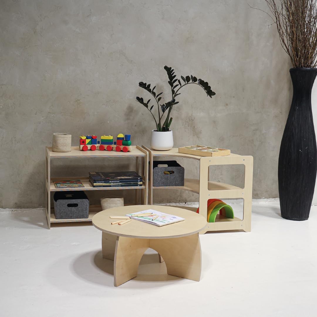 Montessori Regal für Kinderzimmer, Holz, Toy shelf for kids, Children's Room Shelf with 3 Shelves, B