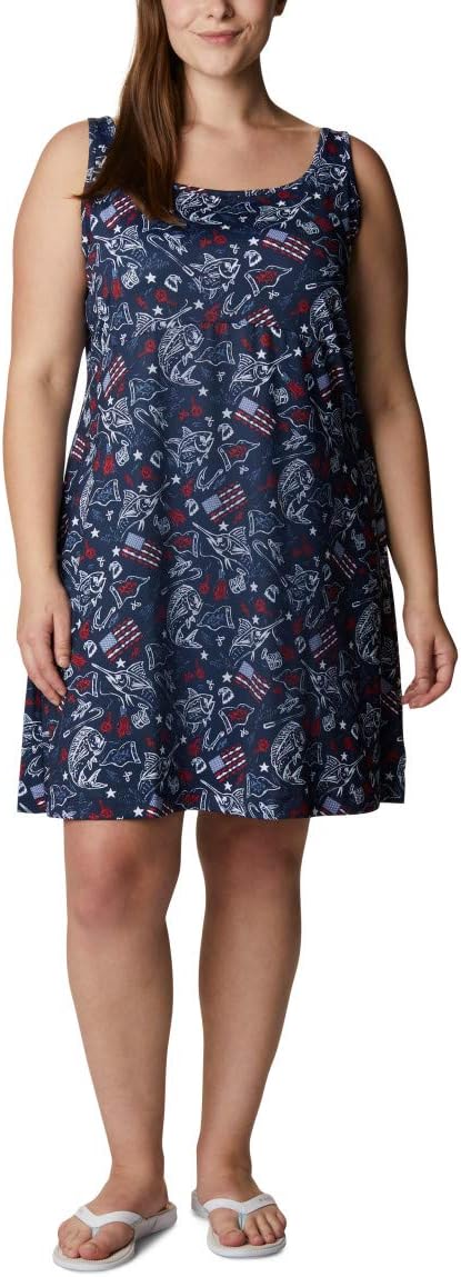Columbia Damen Freezer Iii Kleid Freezer III Kleid S Collegiate Navy Americana Fishing Print, S Coll