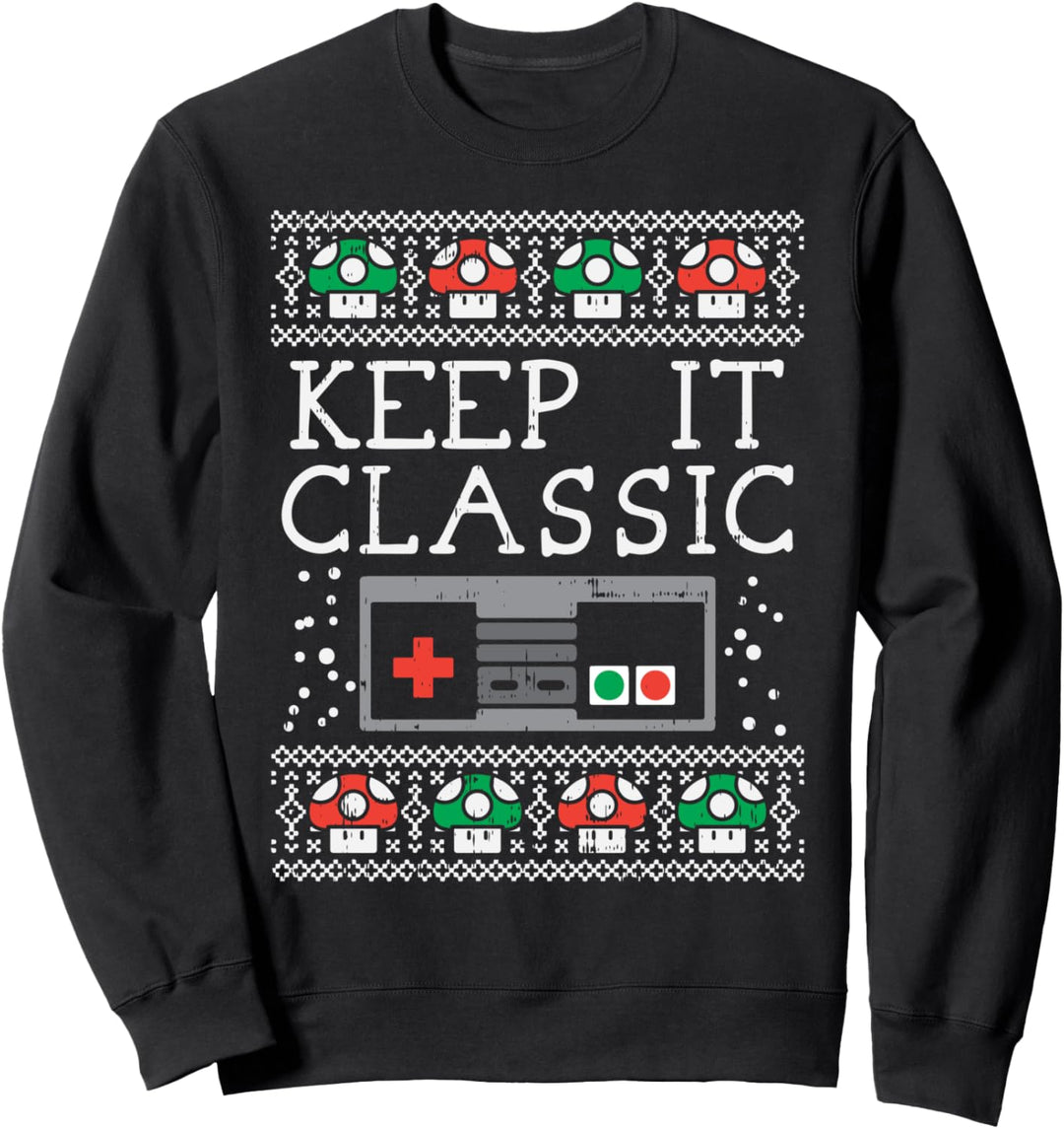 Keep It Classic Video Game Retro Ugly Christmas Gamer Gift Sweatshirt