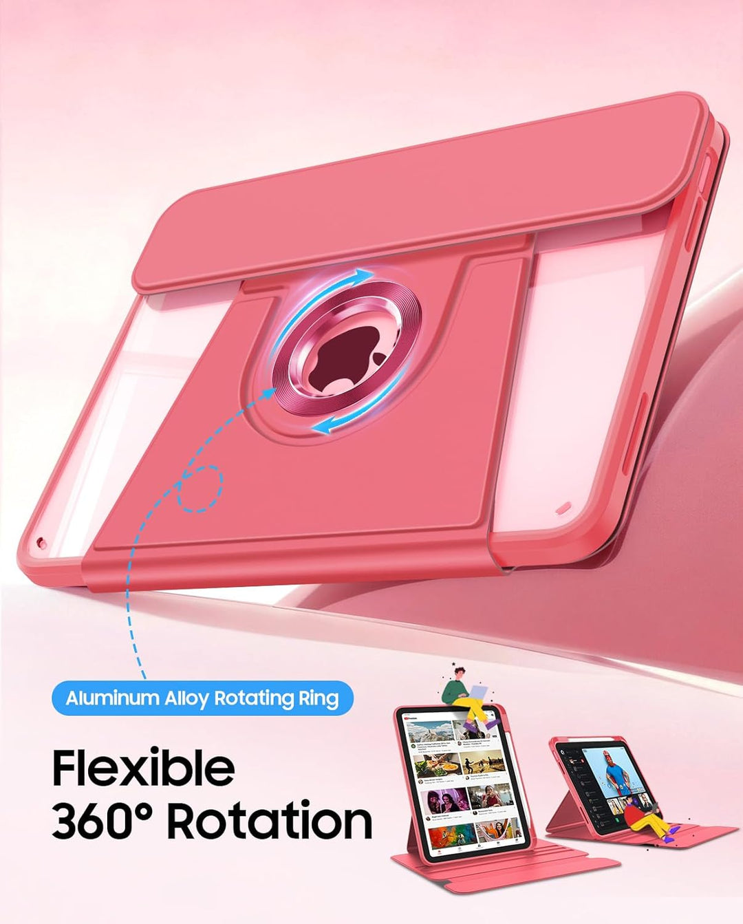 FINTIE 360° drehbare Tastatur Hülle für iPad A16 11/10 Generation 11/10,9 Zoll 2025/2022, 7-farbige