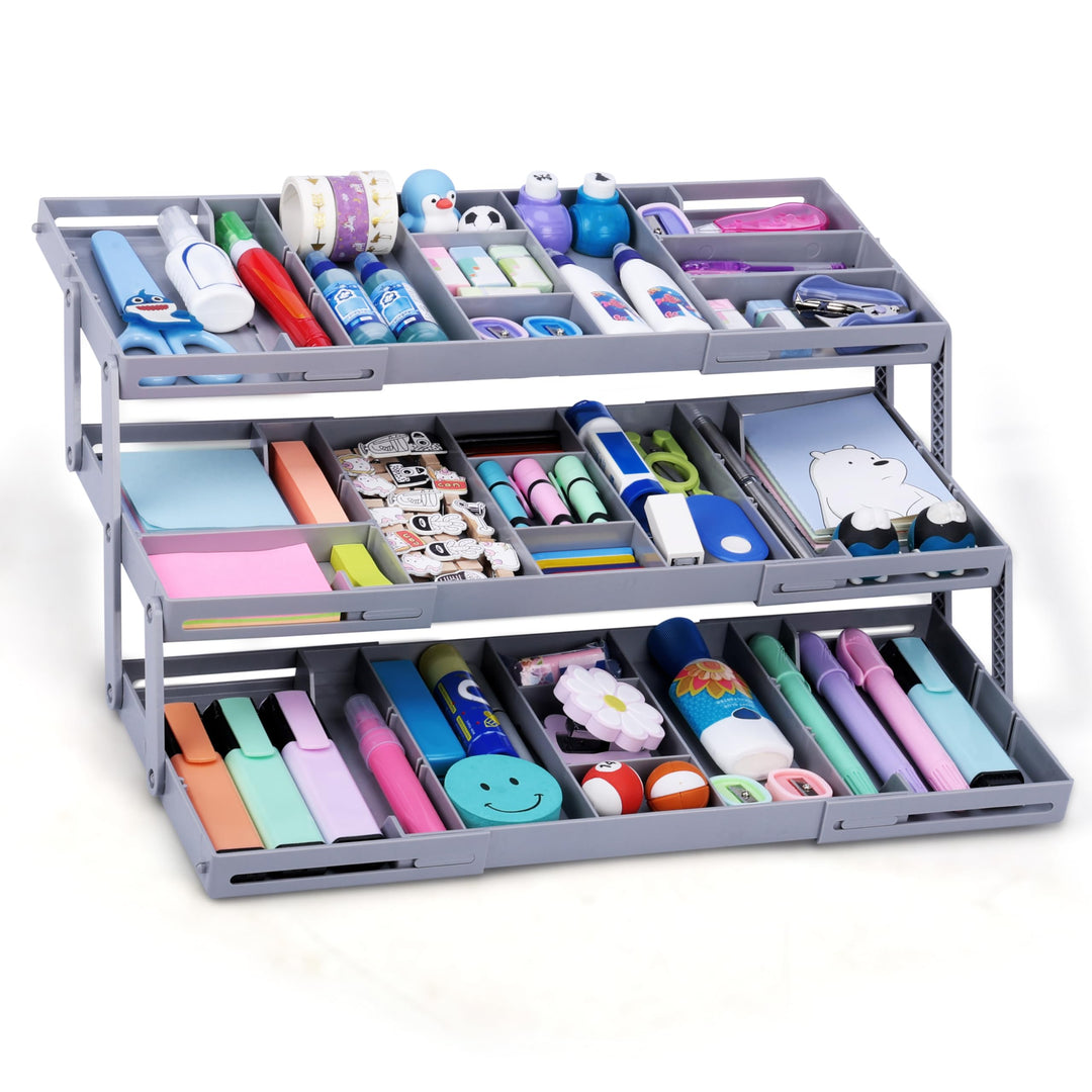 BELLE VOUS Erweiterbarer Schubladenorganizer - 3-stufiger Kommode Organizer für Make-up und Schmuck