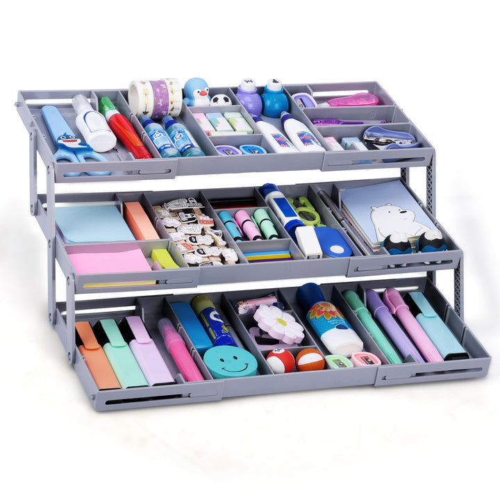 BELLE VOUS Erweiterbarer Schubladenorganizer - 3-stufiger Kommode Organizer für Make-up und Schmuck