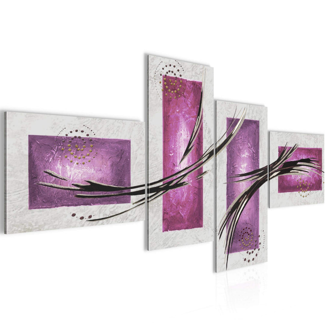 Runa Art Bild Modern Abstrakt - Made in Germany - Wandbilder Grau Lila Violett 4 Teilig 100742c 100