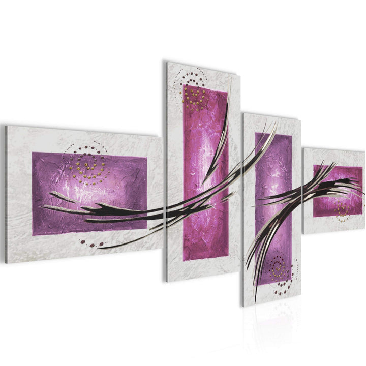Runa Art Bild Modern Abstrakt - Made in Germany - Wandbilder Grau Lila Violett 4 Teilig 100742c 100