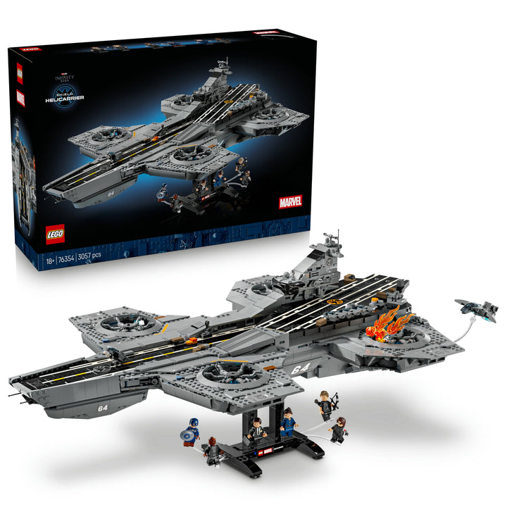 LEGO ǀ Marvel S.H.I.E.L.D.-Helicarrier - Flugzeugträger Modellbau für Erwachsene - 6 Minifiguren ink