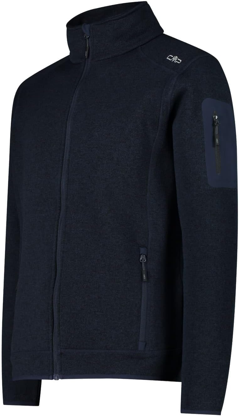 CMP Herren Knit tech mélange Fleece Jacket Fleecejacke S B.Blue - Antracite, S B.Blue - Antracite