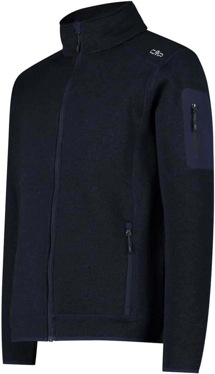 CMP Herren Knit tech mélange Fleece Jacket Fleecejacke S B.Blue - Antracite, S B.Blue - Antracite