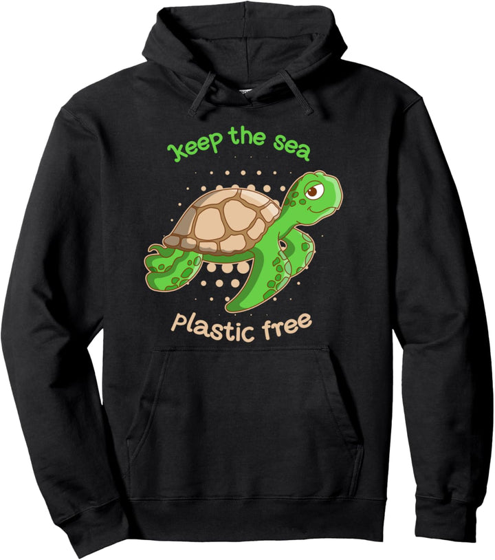 Keep The Sea Plastic Free Cute Turtle Pullover Hoodie