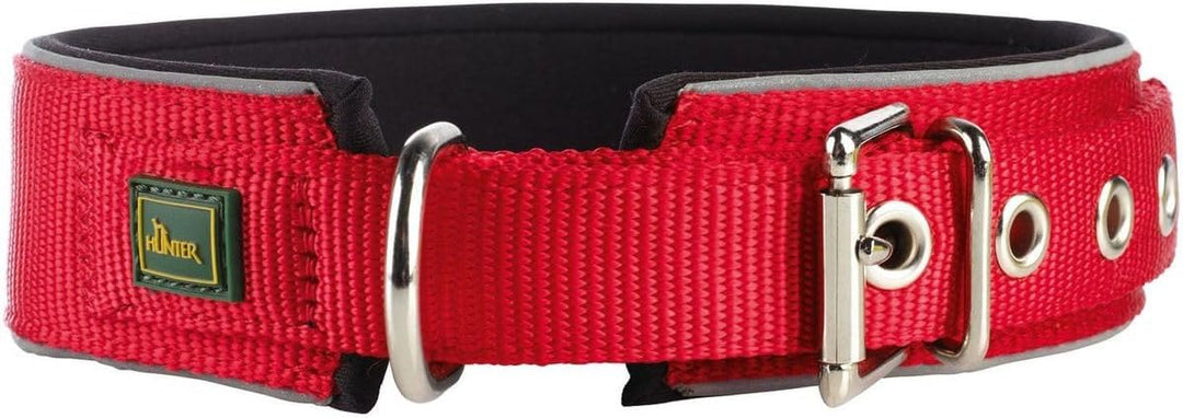 HUNTER Hundehalsband NEOPREN REFLECT, Farbe: rot/schwarz, weiche Polsterung, reflektierend, besonder