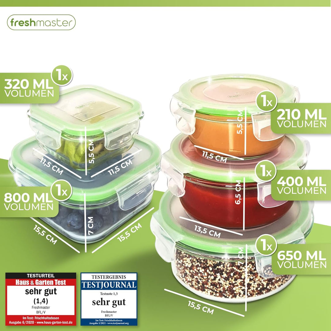 Fresh Master Frischhaltedose Glas Set - Testurteil: SEHR GUT - 100% auslaufsichere + luftdichte Vorr
