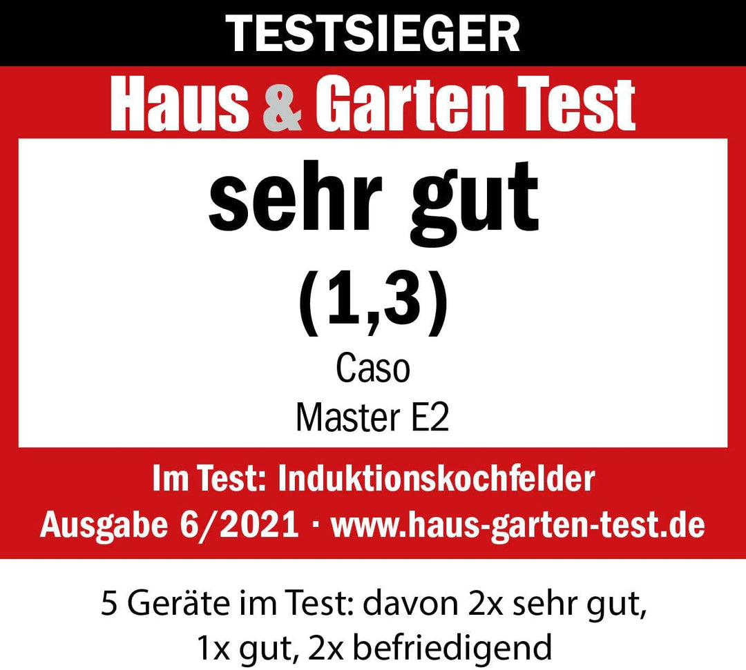 CASO Master E2 Induktionskochfeld, Einbaukochfeld mit 2 Kochzonen, max. 2000-3500 Watt, Booster, Tim