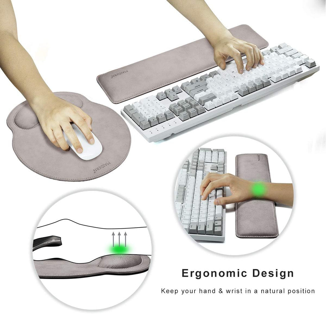 MAIDERN Memory Foam Set Tastatur-Handballenauflage und Mauspad mit Handgelenkkissenunterstützung für