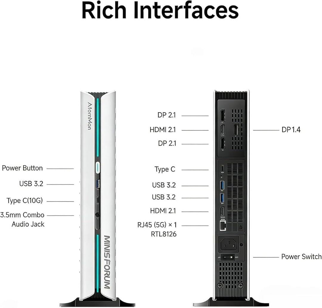 MINIS FORUM AtomMan G1 Pro Mini PC, AMD Ryzen 9 8945HX 16 Kerne/32 Threads Prozessor bis zu 5,4 GHz,