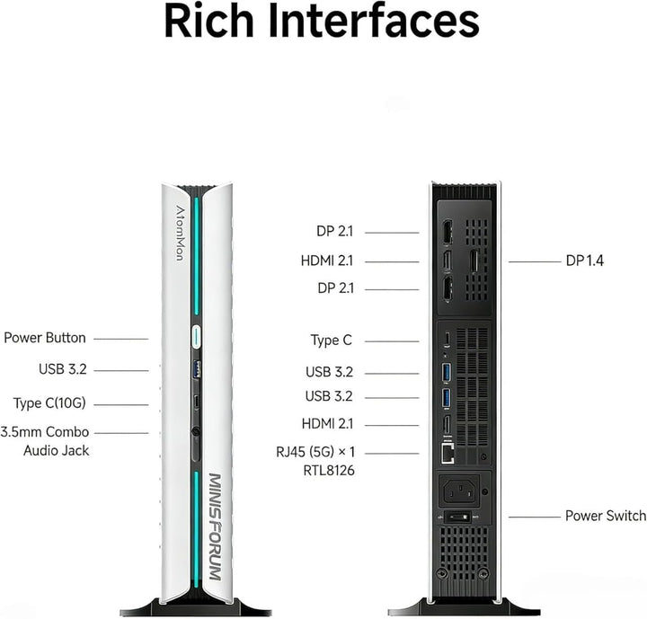 MINIS FORUM AtomMan G1 Pro Mini PC, AMD Ryzen 9 8945HX 16 Kerne/32 Threads Prozessor bis zu 5,4 GHz,