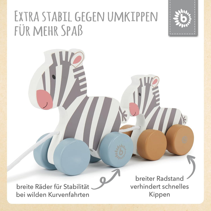 Bieco Holzspielzeug Baby Zebra - Hinterherzieh Tier zum Hinterherziehen - Holzspielzeug Baby ab 1 Ja