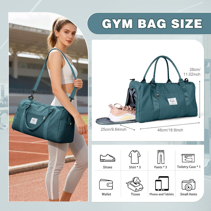 Sport Duffel Bag Damen Herren Sporttasche mit Schuhfach & Nassfach Reisetasche Handgepäck Tasche Spo