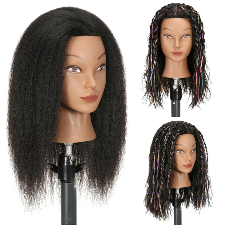 Mannequinkopf mit menschlichem Haar 14'' Kosmetologie Mannequinkopf mit 100% echtem menschlichem Haa