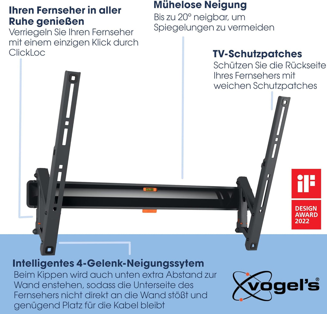 Vogel's Comfort TVM 3615 Hochwertige Neigbare TV-Wandhalterung für 40-77 Zoll Fernseher | Bis 35 kg