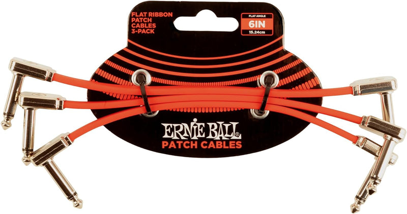 Ernie Ball Flachband-Patchkabel, 3er-Pack, 15,24 cm, Rot Rot 15 cm 3 Stück, Rot 15 cm 3 Stück