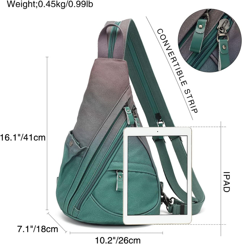 KL928 Canvas Sling Bag Rucksack Damen und Herren – Schulterrucksack Umhängetasche Crossbag Verstellb