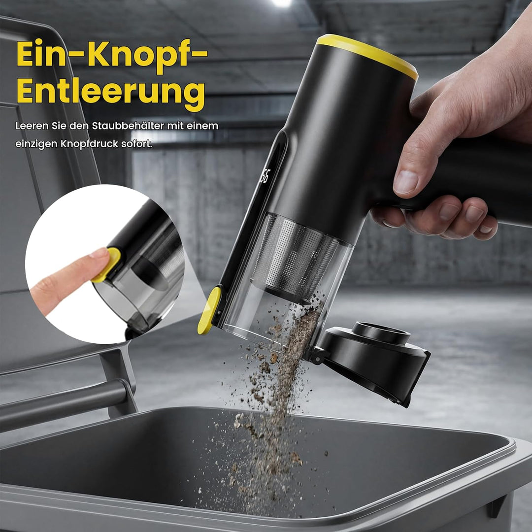 Handstaubsauger Akku, 60Mins 28000Pa Auto Staubsauger Kabellos, 3-in-1 Saugen & Blasen, LED-Display